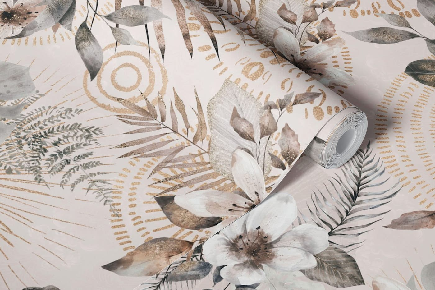 Graceful Boho Fantasy Garden Ivory Beige wallpaper roll