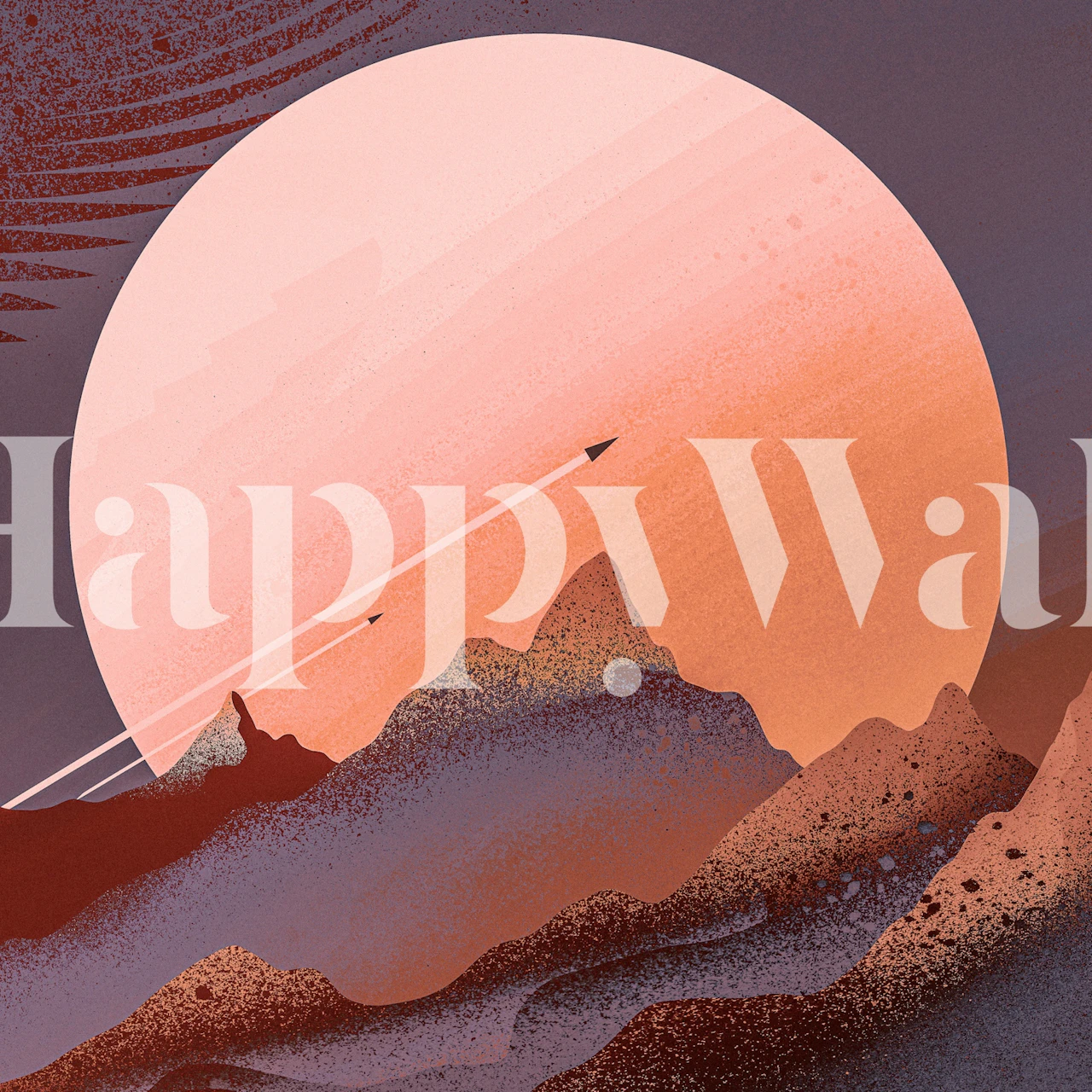 Jupiter mountains with sunset backdrop and artistic details wallpaper