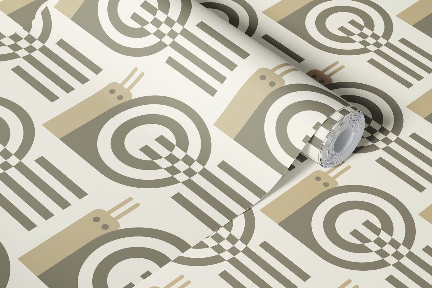 Geometric modern snails pattern, grey / 3125D wallpaper roll