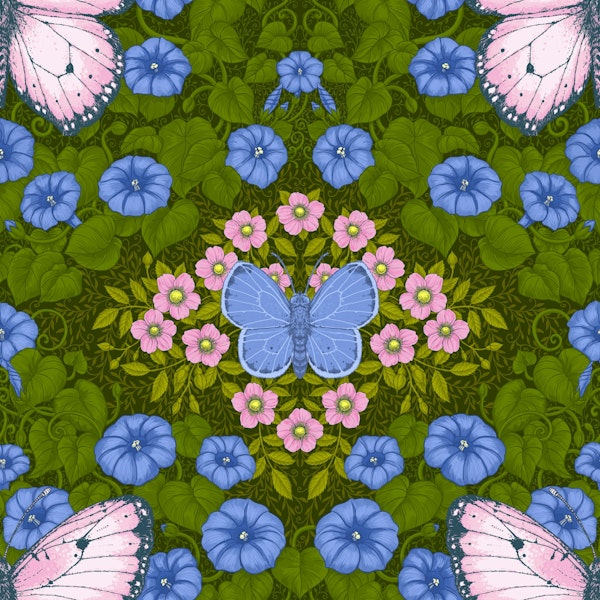 Butterflies and flowers symmetry