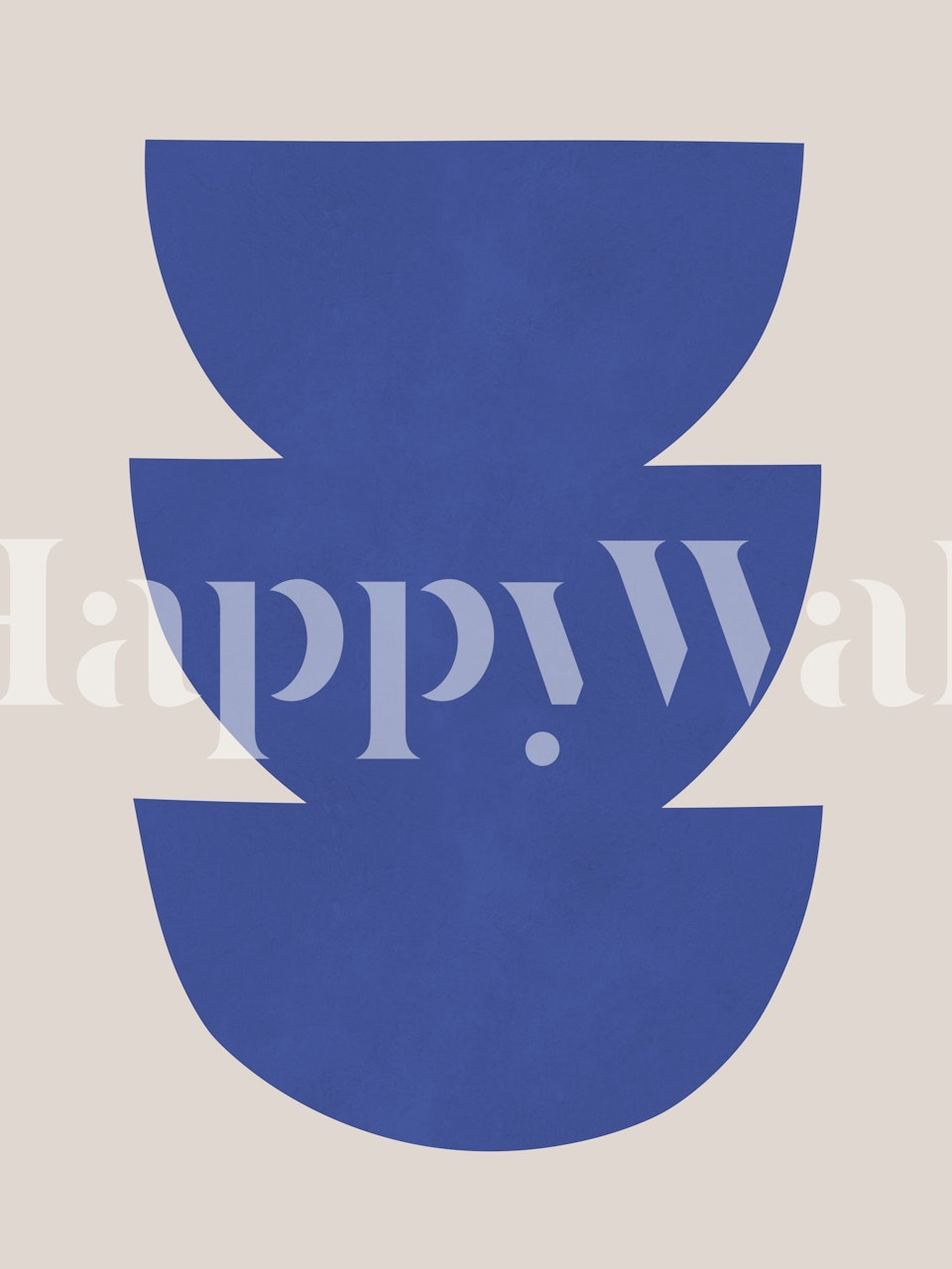 Mural Tribal Shapes 31 com padrões azuis ousados sobre fundo bege