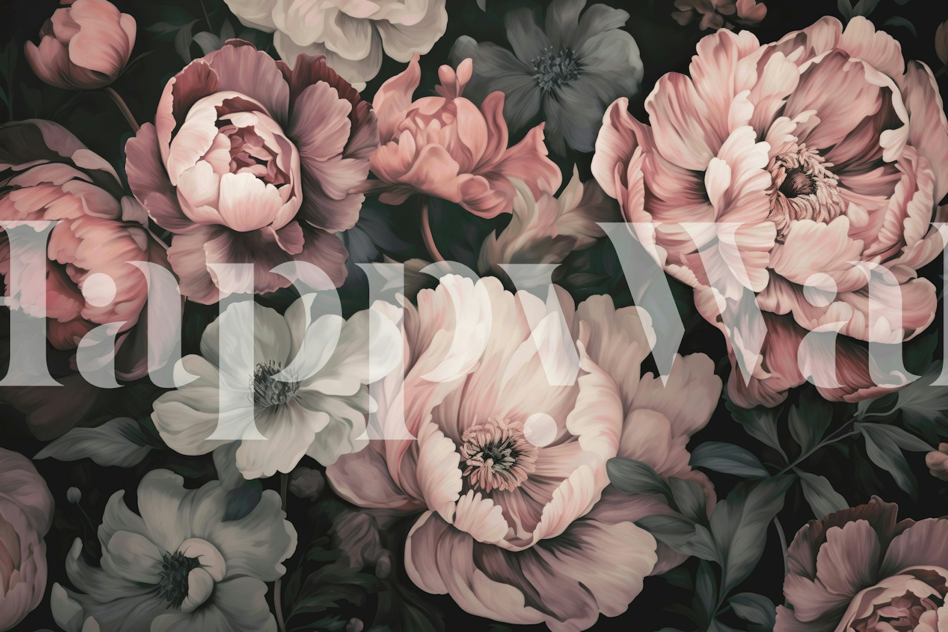 Regency Vibe Floral Opulence Blush Pink και teal floral ταπετσαρία σε ένα δωμάτιο