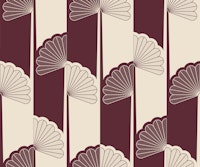 Glamour palm tree stripes bordeaux off-white wallpaper