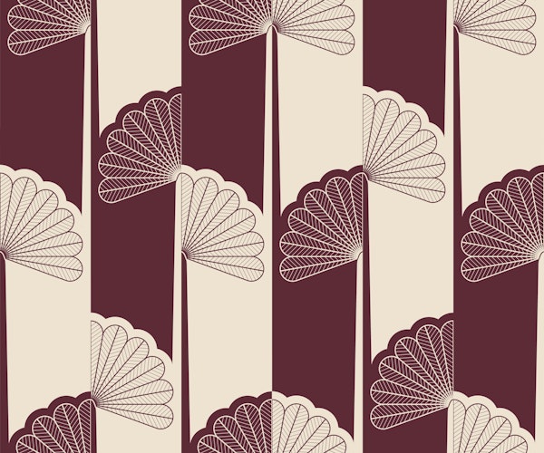 Glamour palm tree stripes bordeaux off-white