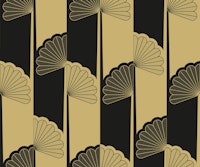 Glamour palm tree stripes black golden beige wallpaper