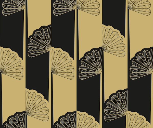 Glamour palm tree stripes black golden beige