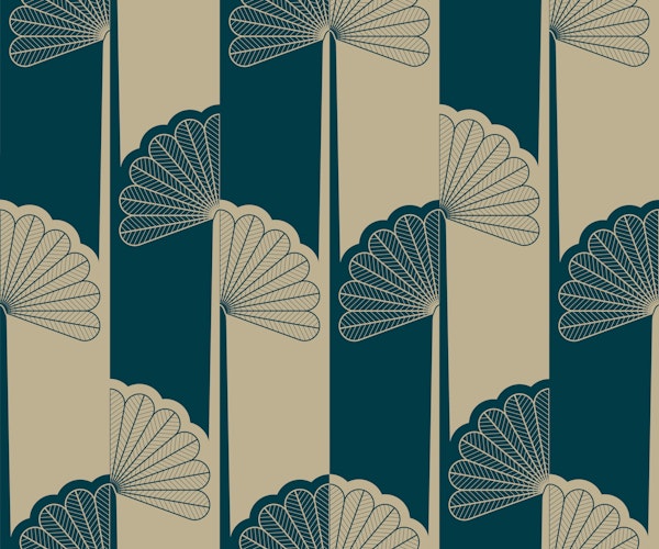 Glamour palm tree stripes teal beige