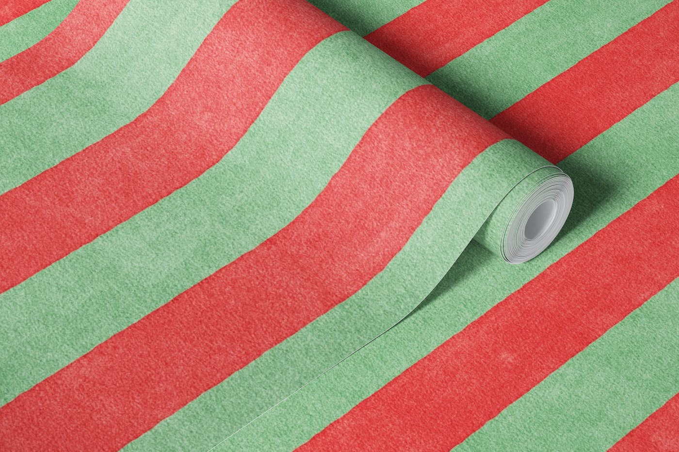 STRIPES - 005 - red and green wallpaper roll