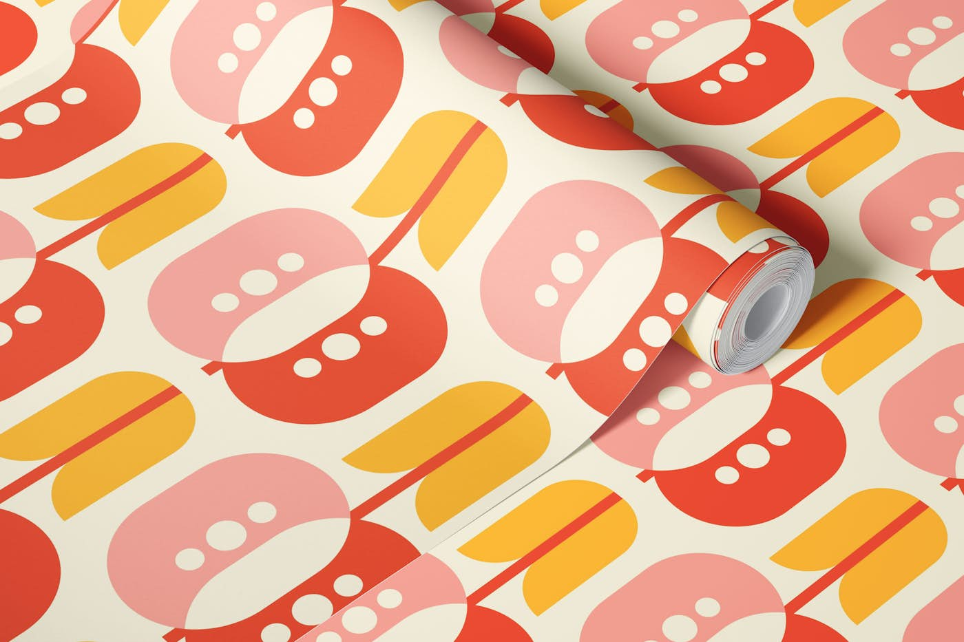 Midcentury fruits / apples pattern / 3126B wallpaper roll