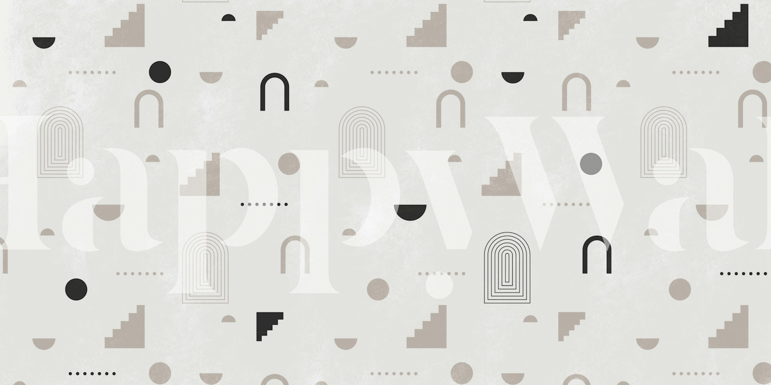 Geometric patterns with arches and stairs in neutral colors wallpaper