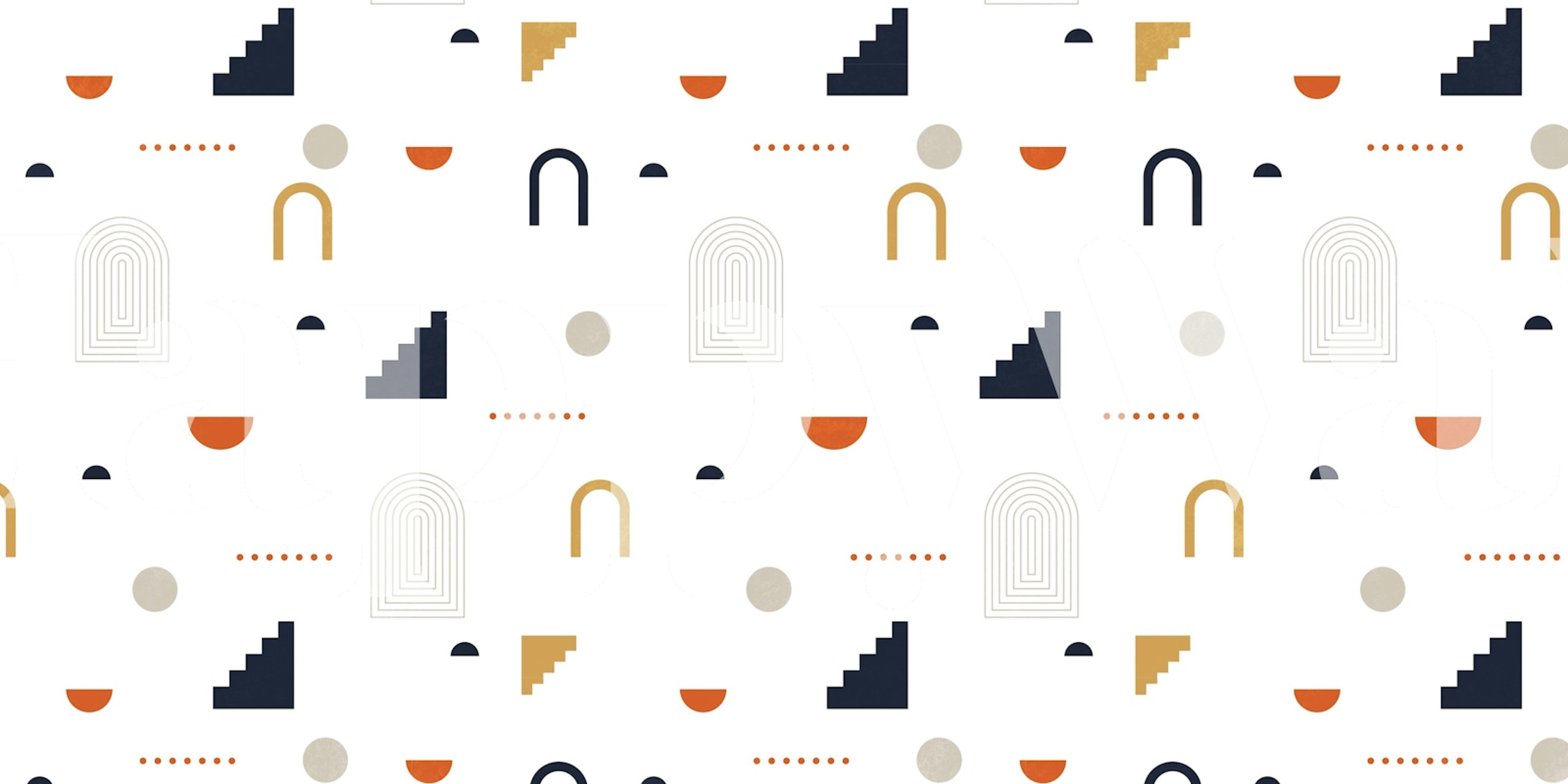 Mid Century Bauhaus Minimalist Geometric Shapes Wall Mural