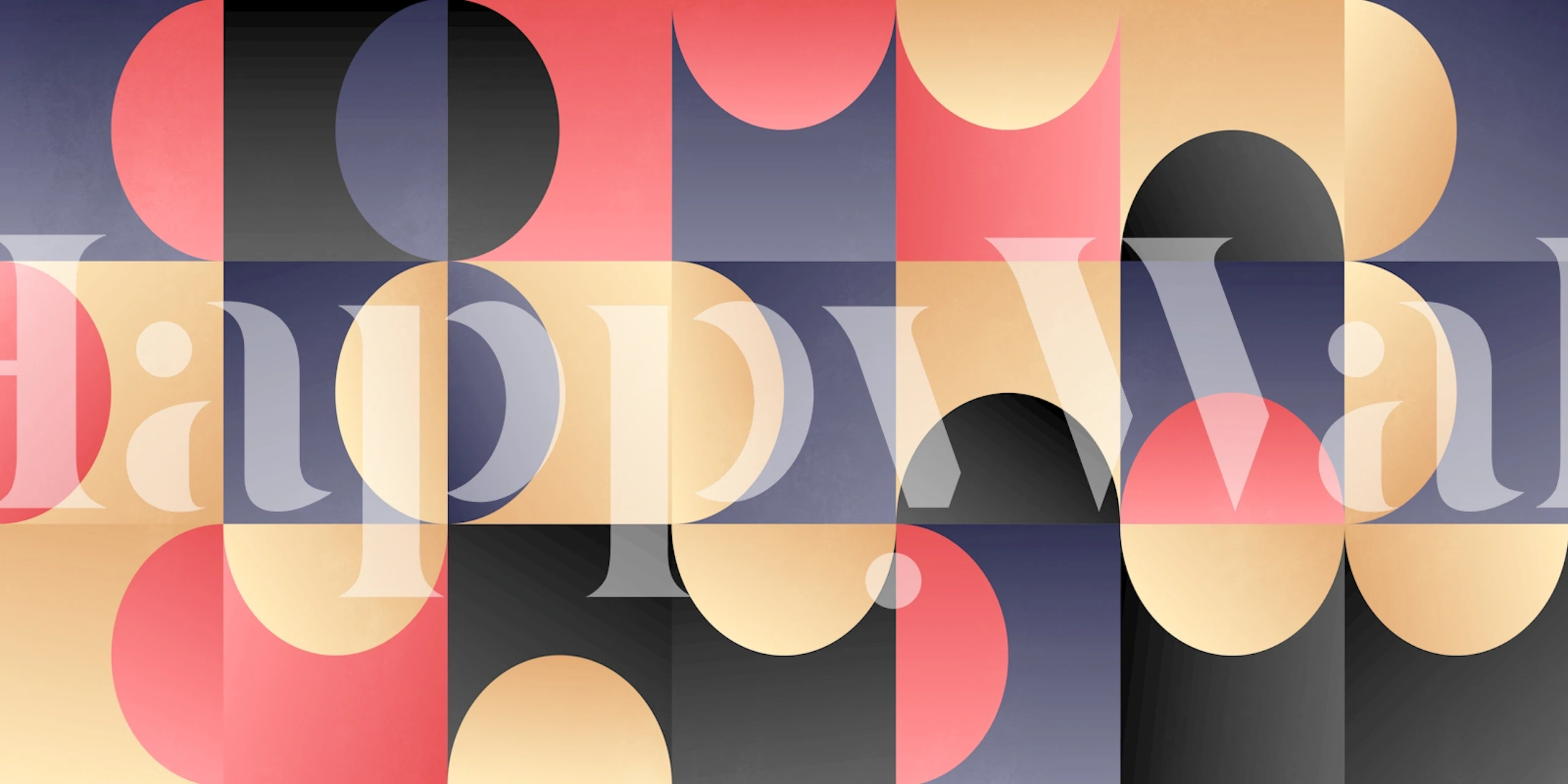 Geometric circles in deep pink, black, and gold wallpaper