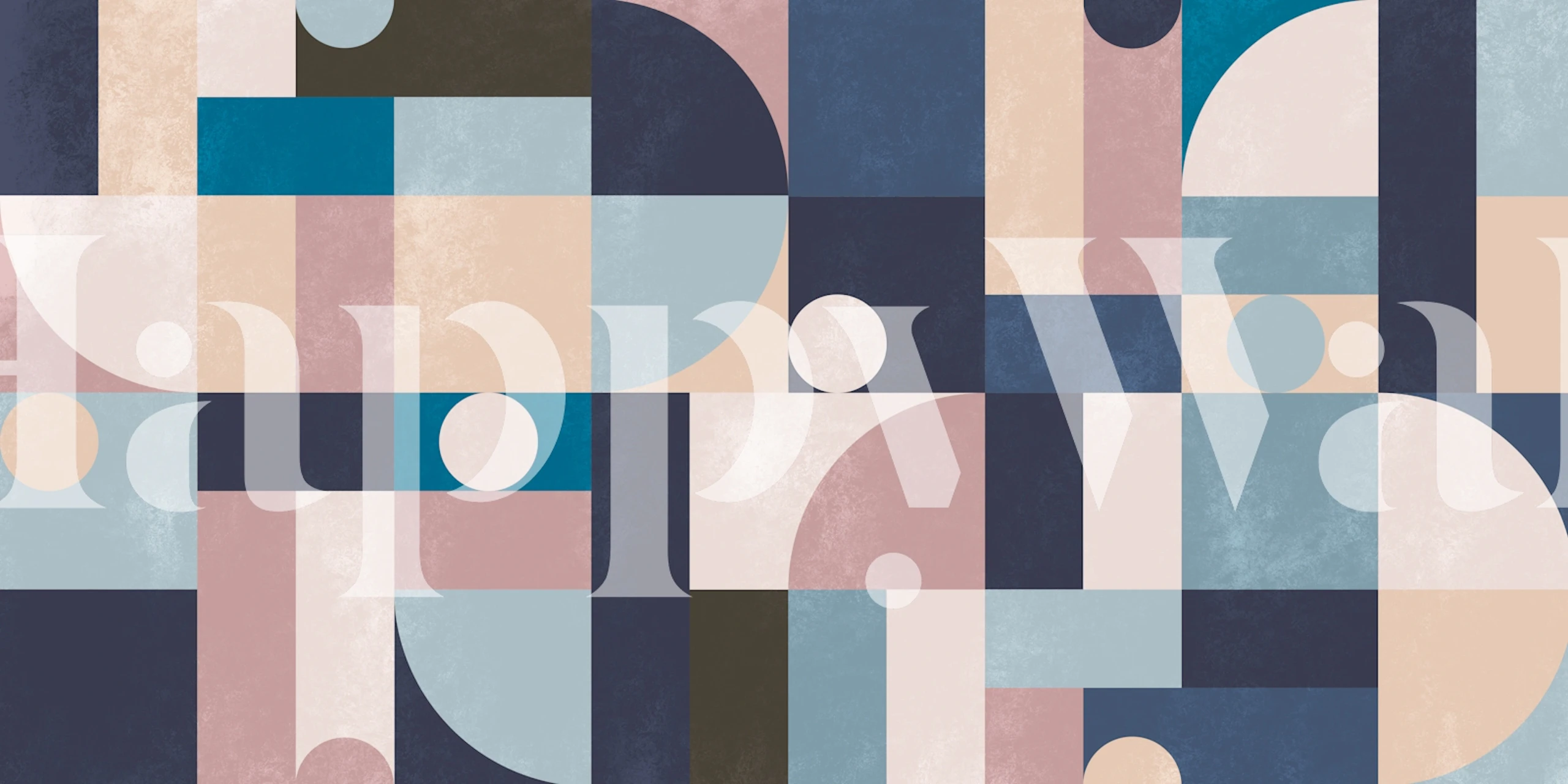 Geometric pattern in blue, pink, and cream colors wallpaper
