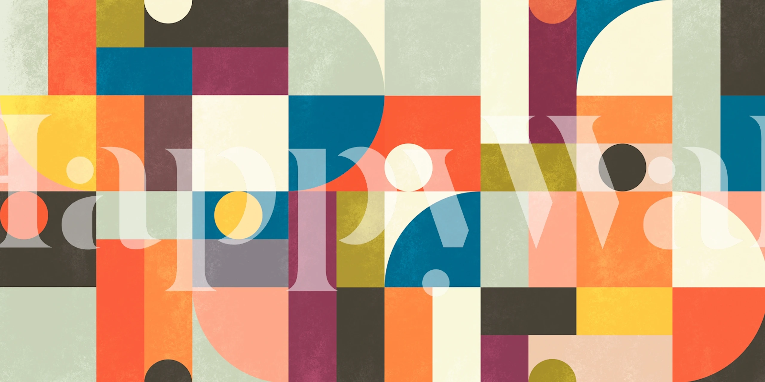 Mid Century Bauhaus Happy wallpaper design