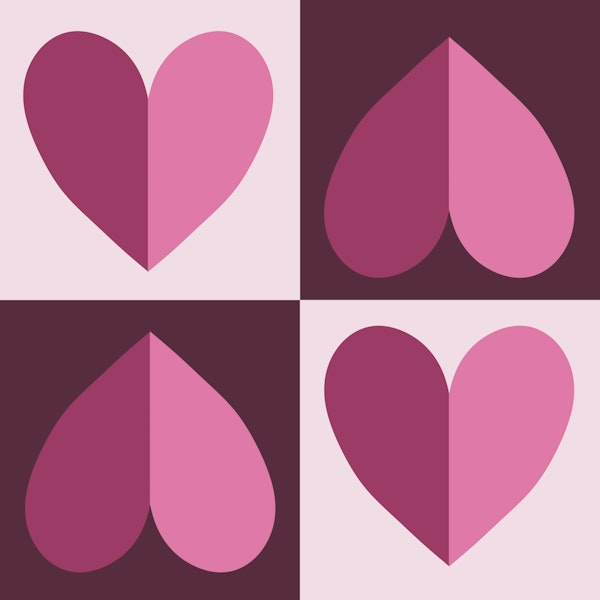 Plum Purple Checkerboard Hearts