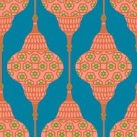 LAMPLIGHT Retro Exotic Lanterns Blush Bue wallpaper