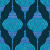 LAMPLIGHT Retro Exotic Lanterns Royal Blue papiers peint