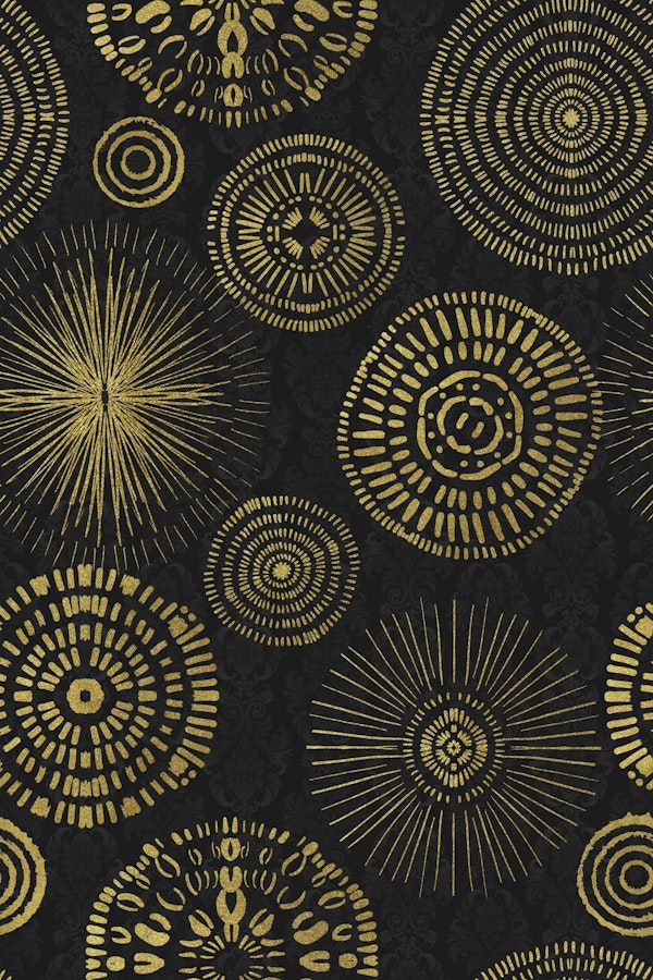 Graceful Boho Circles Gold Black