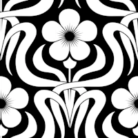Art Deco flower garden black and white tapet