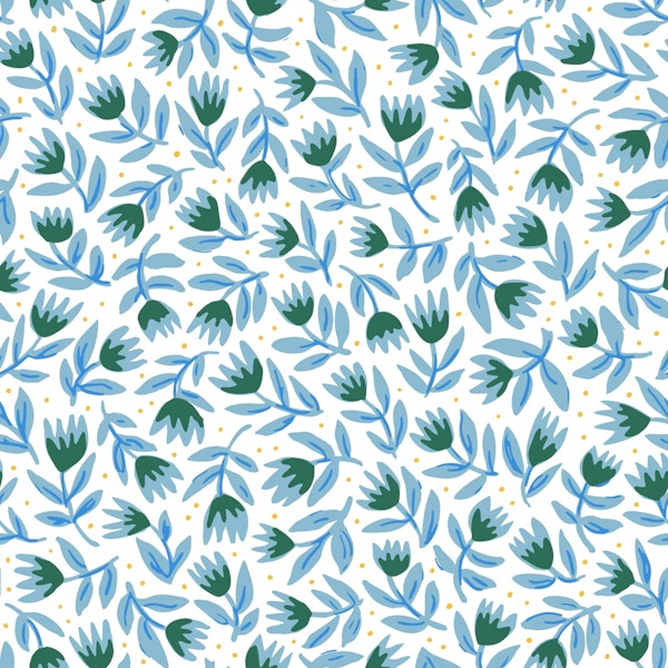 Tulips blue/ green on white