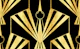 Art Deco Crane Bird Fans Gold and Black Small