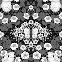 Butterflies and flowers symmetry monochrome tapeta