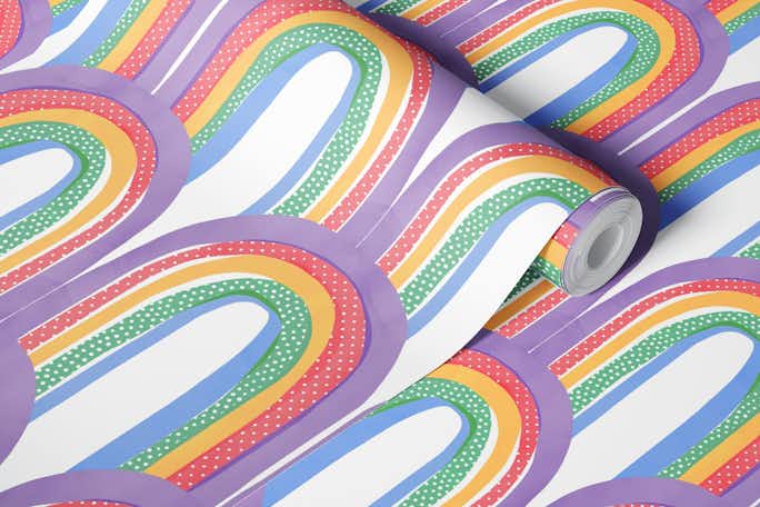 Watercolor Rainbow Patternwallpaper roll