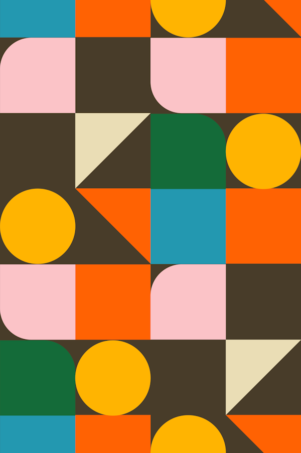Bauhaus Cube Quilt Brown - Mid Century Modern