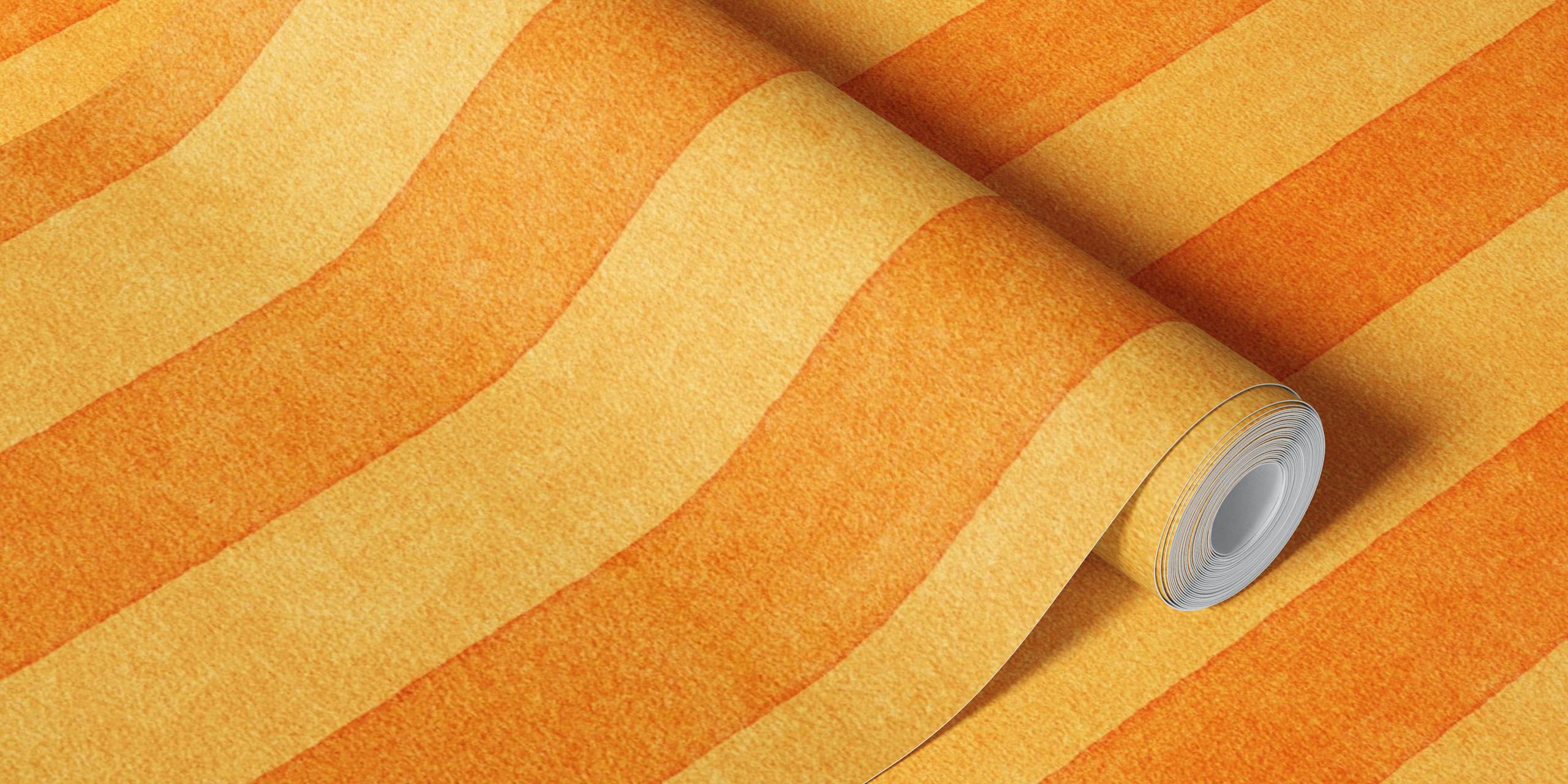 Orange striped wallpaper in a bright, cheerful design
