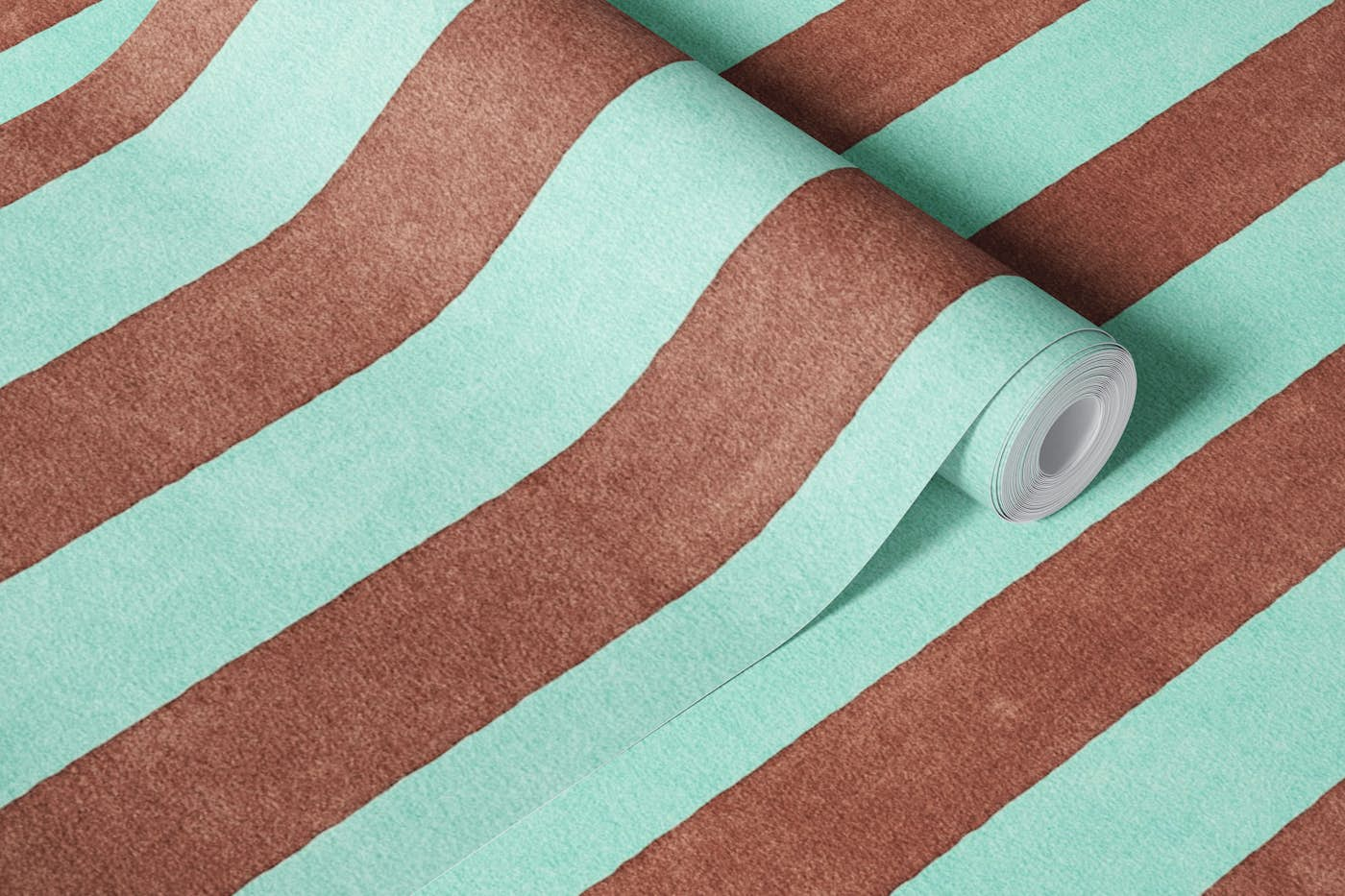 STRIPES - 005 - brown and teal wallpaper roll