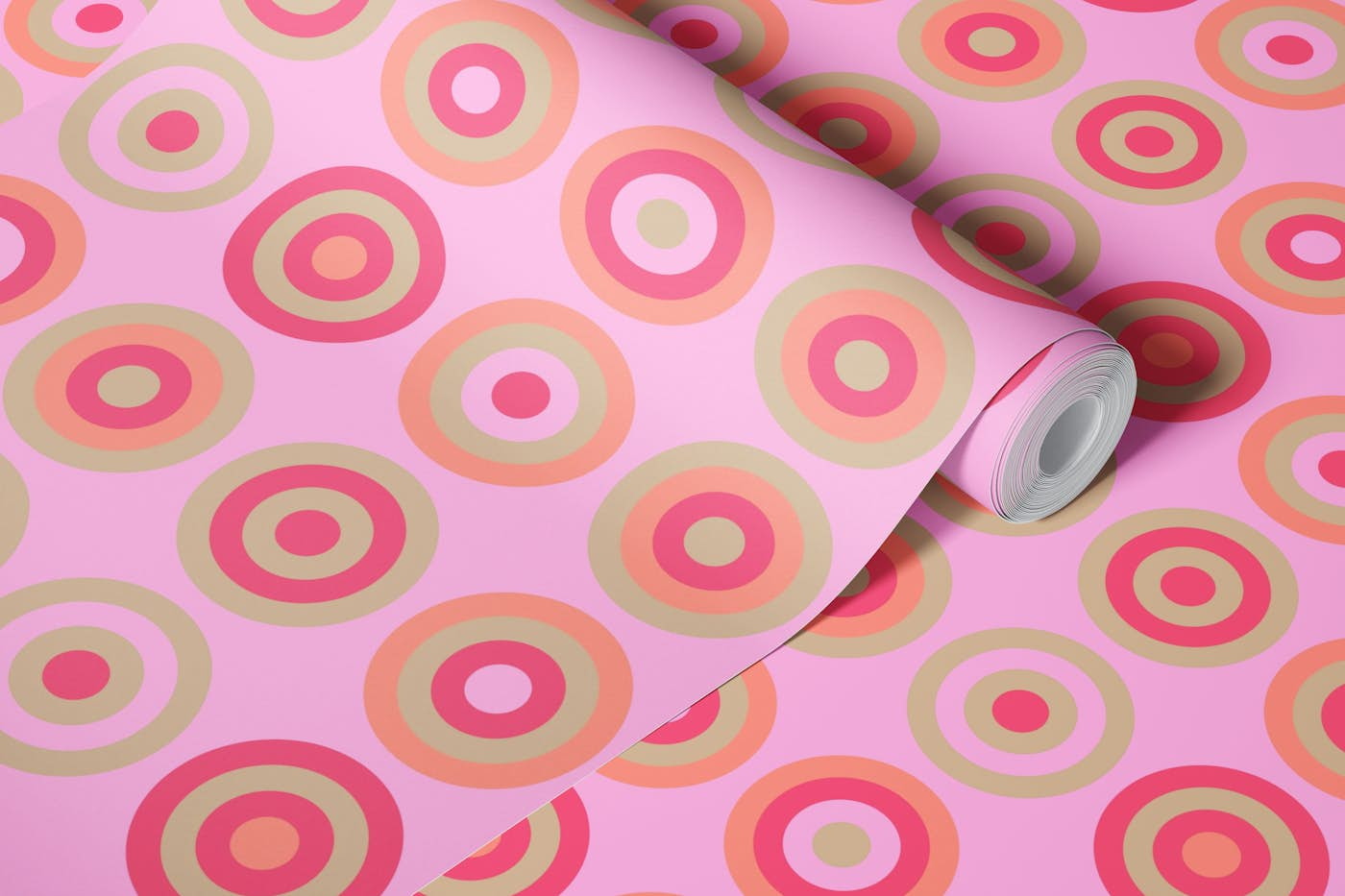 PAILLETTES Retro Geometric Dots Groovy Pink wallpaper roll