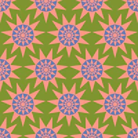 SUNSHINE Retro Geometric Sun Star - Green tapet