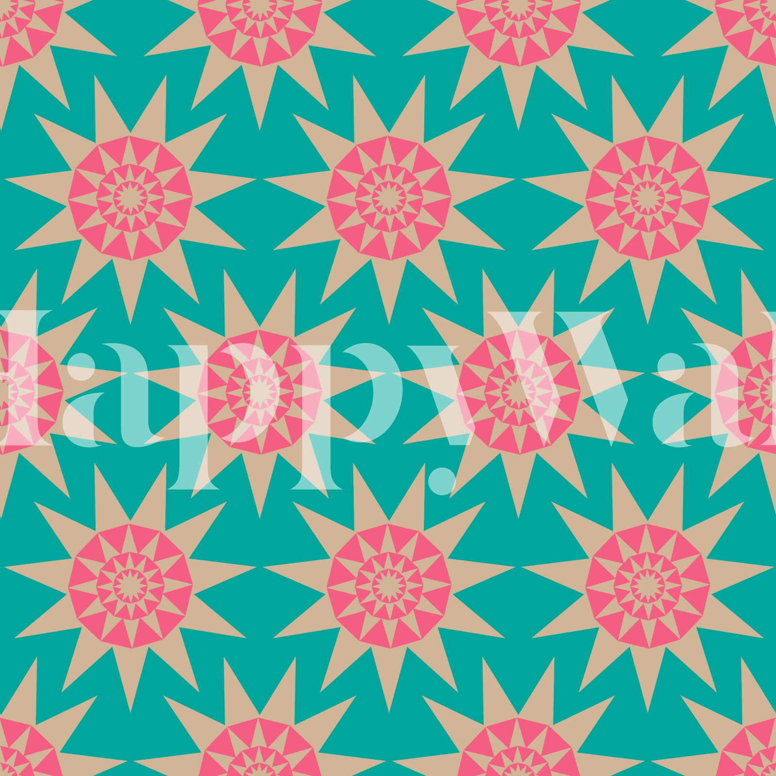 Turquoise Pattern Stars Turquoise Retro Geometric Star Wallpaper