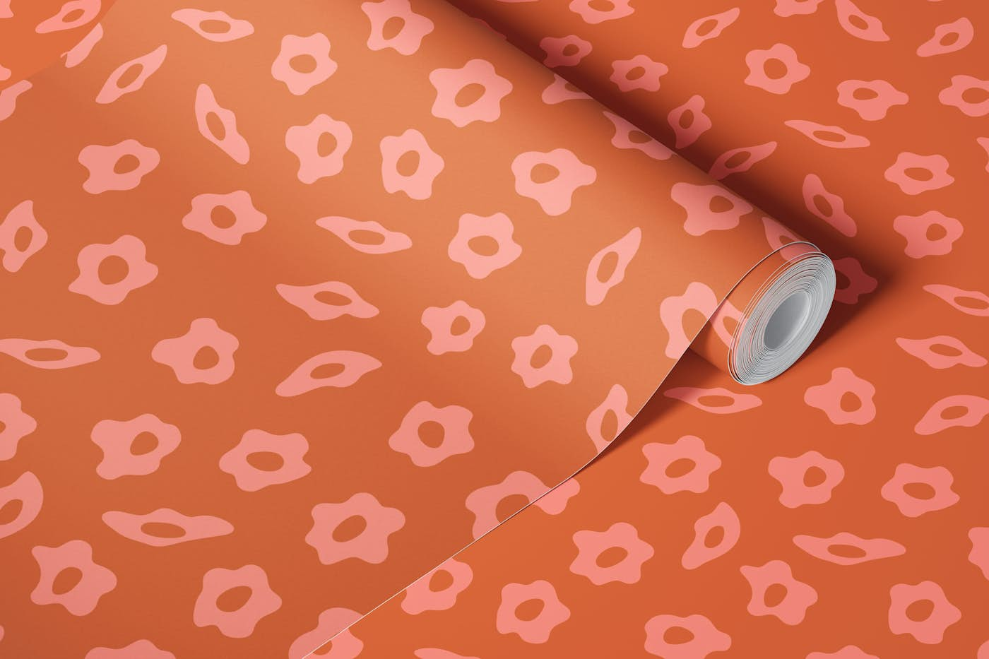 COTTAGE BLOOMS Simple Retro Floral - Orange wallpaper roll