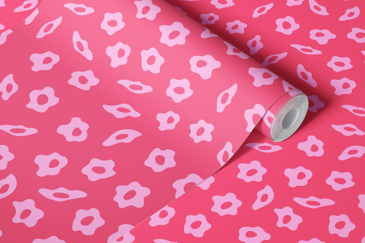 COTTAGE BLOOMS Simple Retro Floral - Pink wallpaper roll