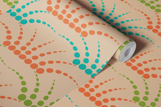 FONTANA Retro Abstract Fountain Dots - Beigewallpaper roll
