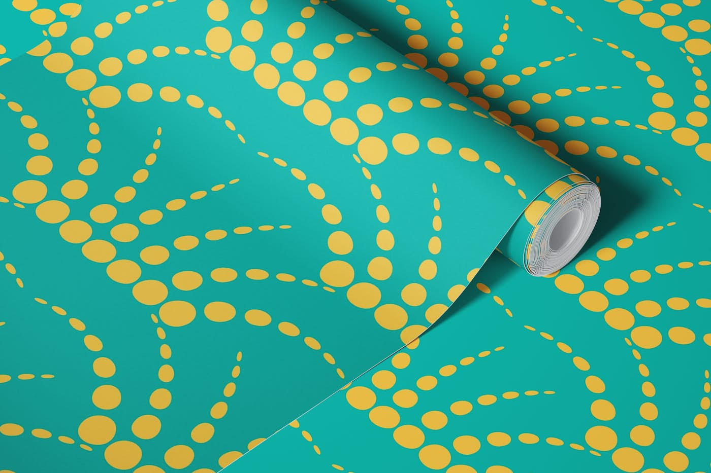 FONTANA Retro Abstract Fountain Dot Turquoise wallpaper roll