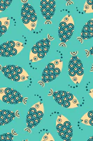 SWIMMING FISH Retro Tossed - Turquoise tapete