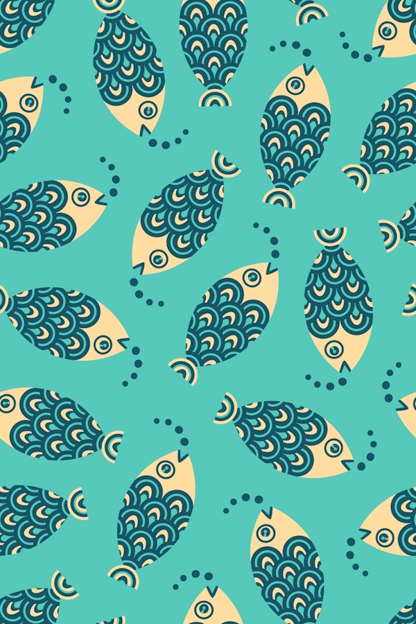 SWIMMING FISH Retro Tossed - Turquoise