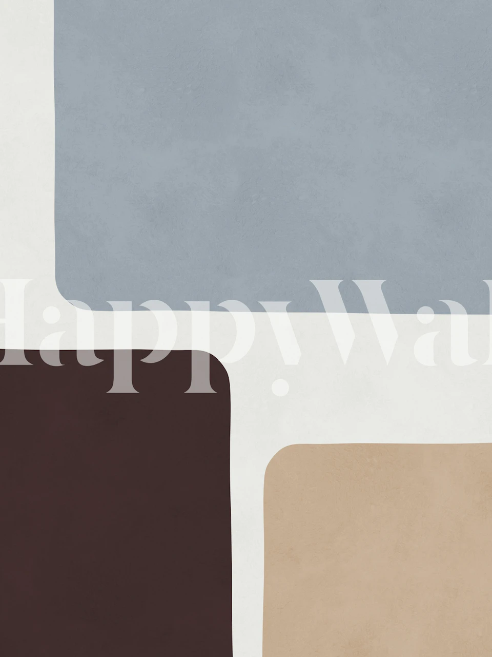 Color block wallpaper in blue, brown, and beige tones; minimalist design