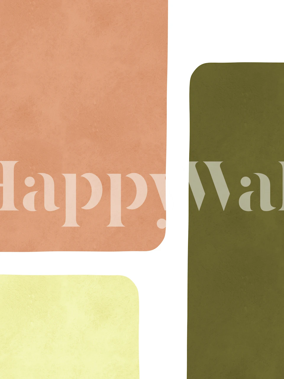 Simple abstract color blocks in peach, olive green, and yellow wallpaper