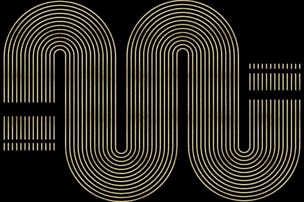 Wavy Lines Minimalism Gold On Black
