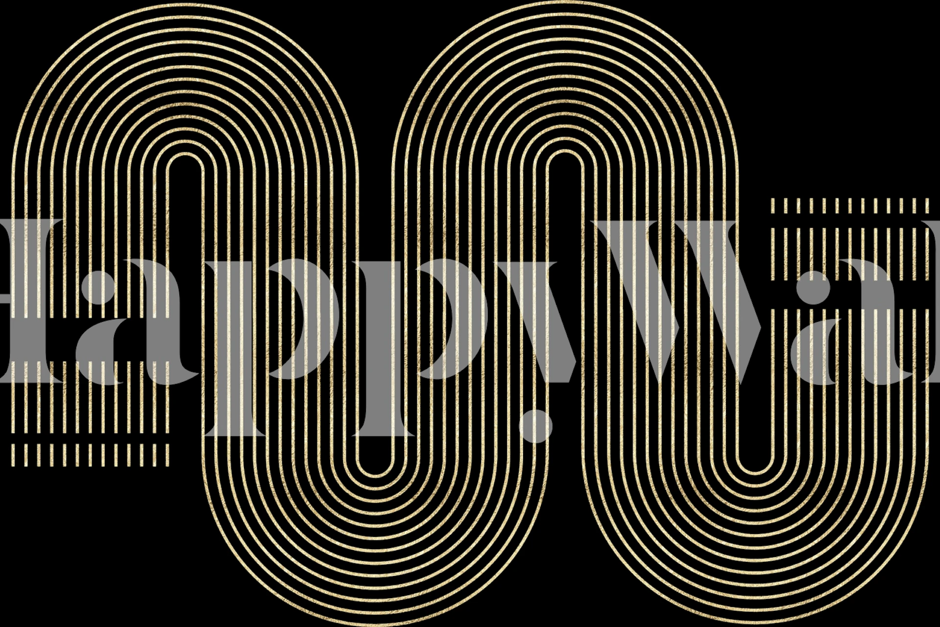 Gold lines create a wavy geometric design on a black background wallpaper
