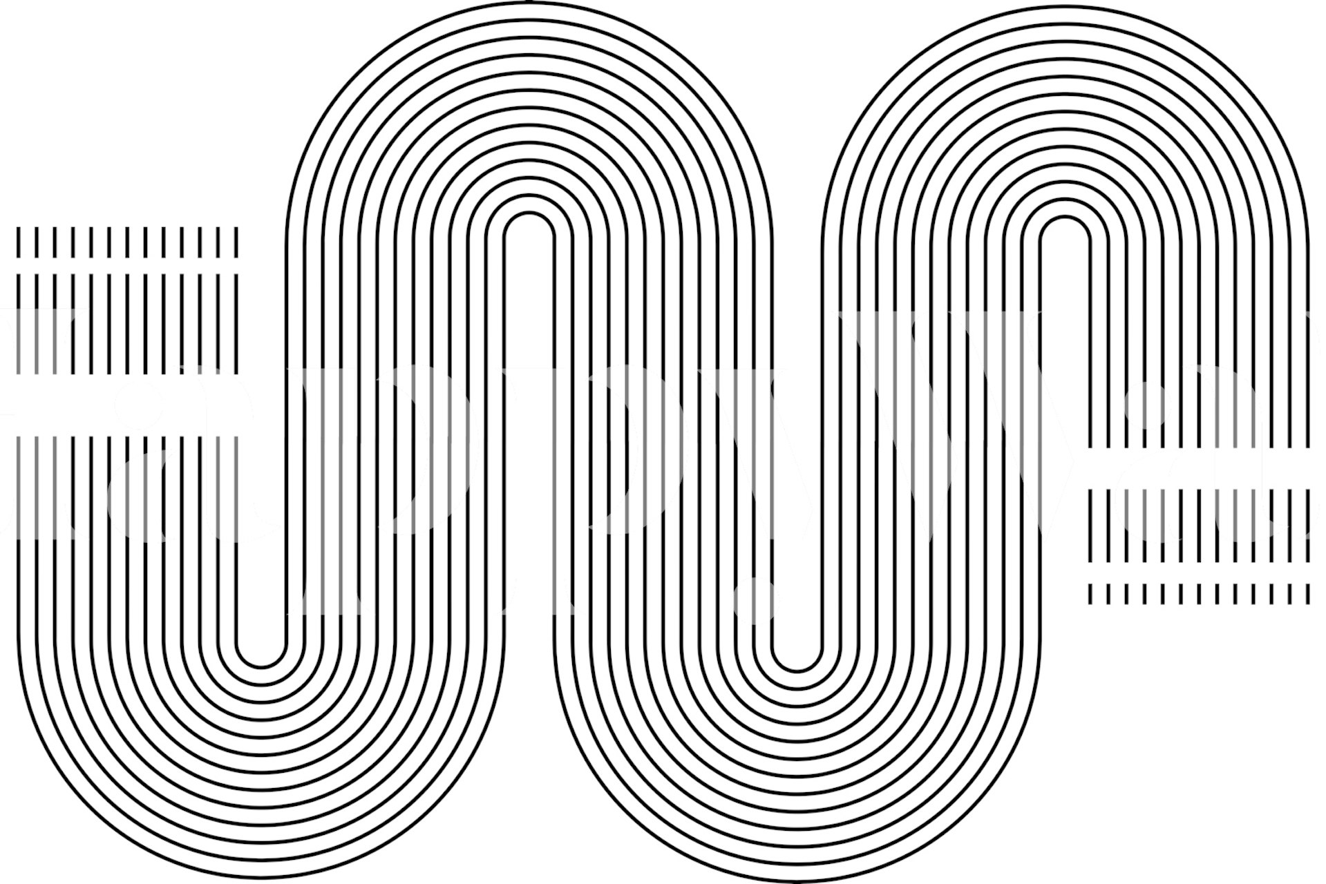 Zwarte golvende lijnen op een witte achtergrond muur schilderij