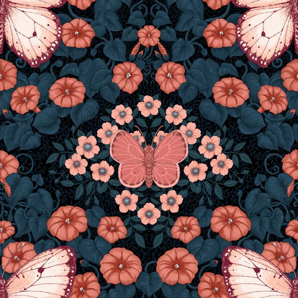 Butterflies and flowers symmetry 3