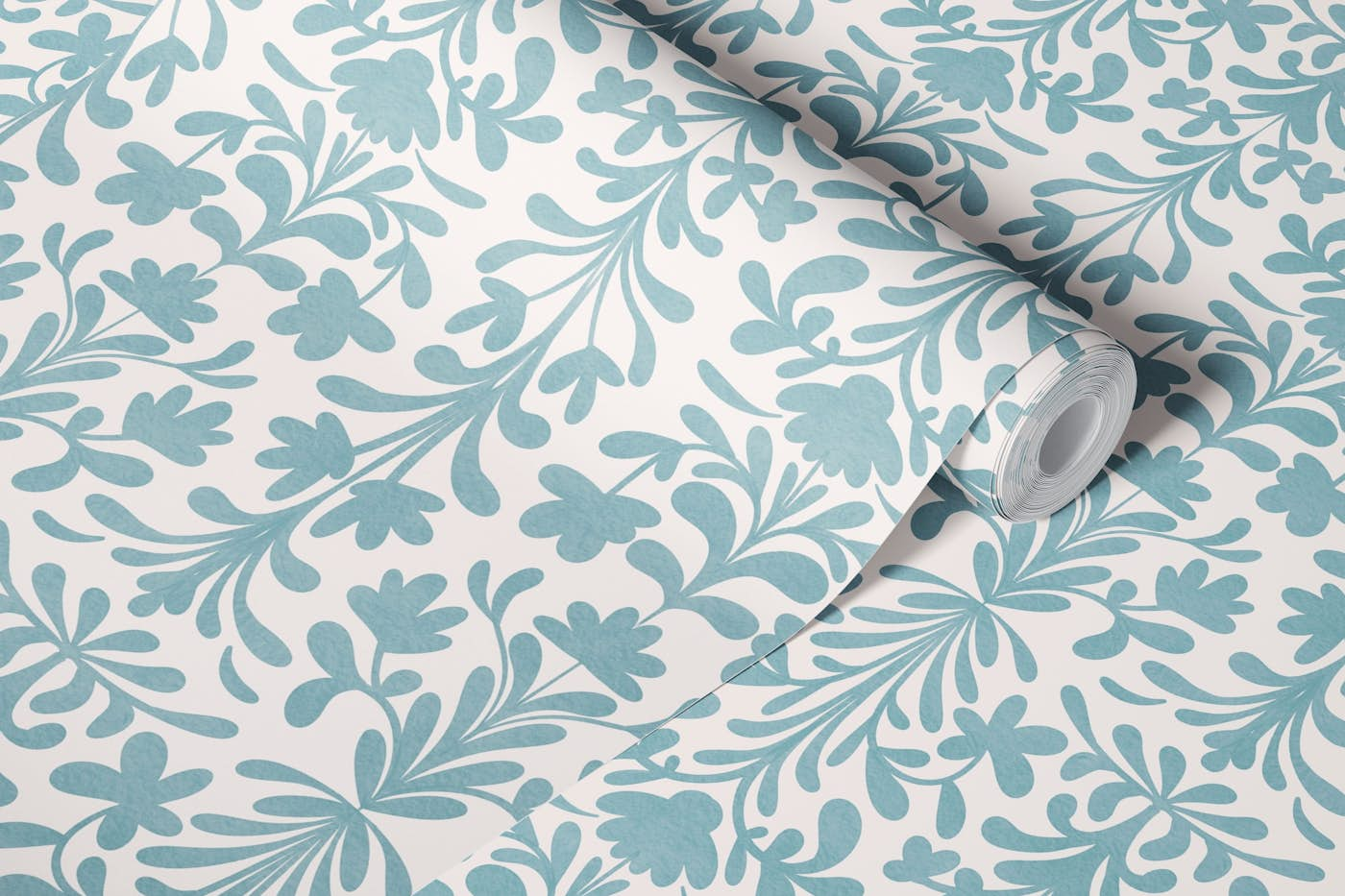 Retro-Modern Bloom Harmony In serenity Blue wallpaper roll