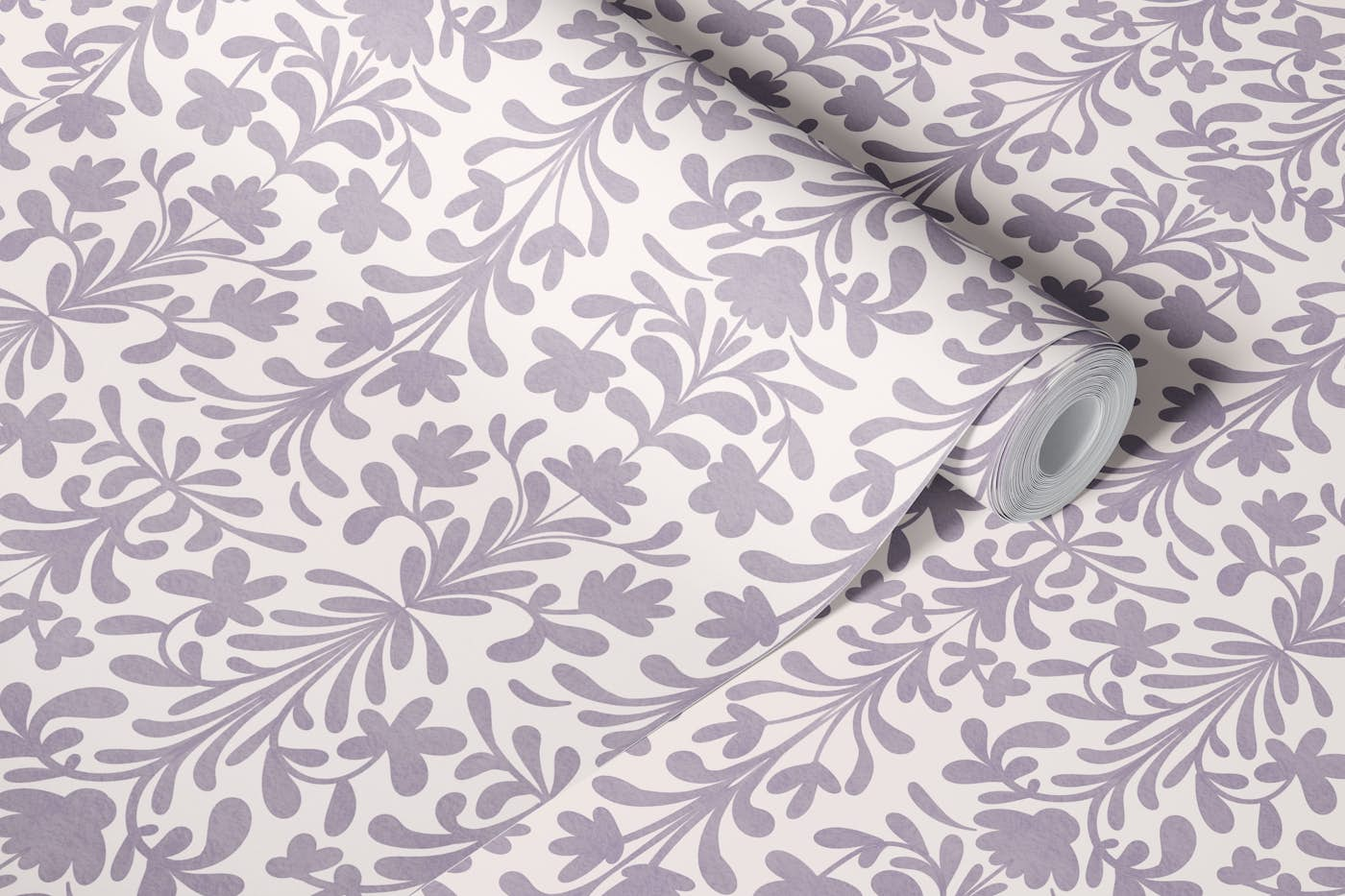 Retro-Modern Bloom Harmony in Lilac wallpaper roll