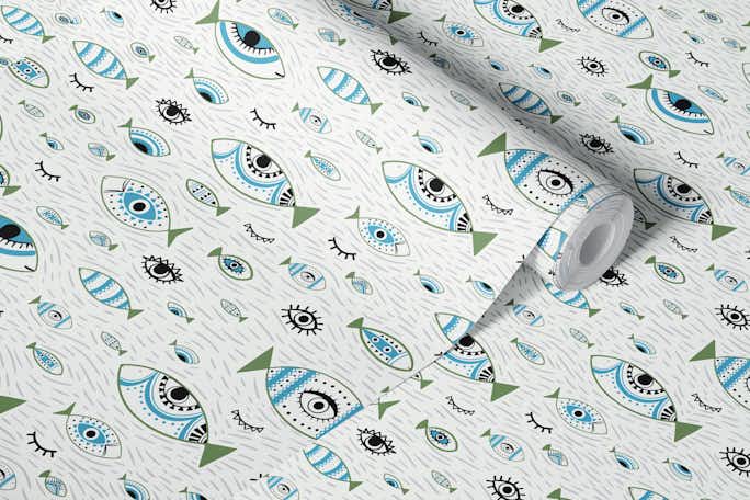 Evil Eye and fisheswallpaper roll