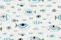 Evil Eye and fishes ταπετσαρία