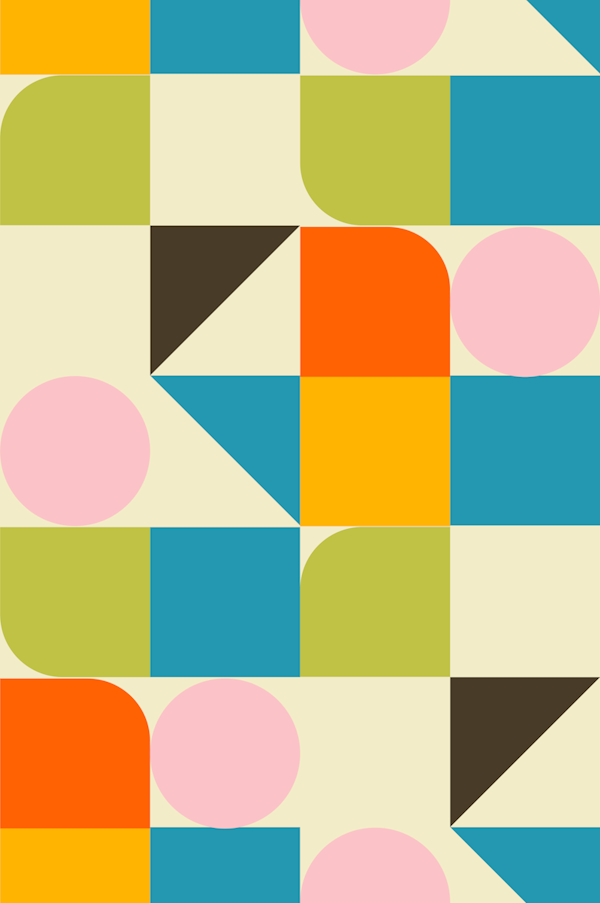 Bauhaus Cube Quilt Beige - Mid Century Modern